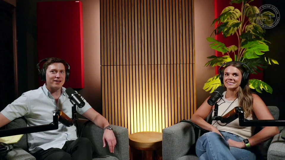 Matt Rhine and Danielle Treadwell smiling in their filmed studio interview