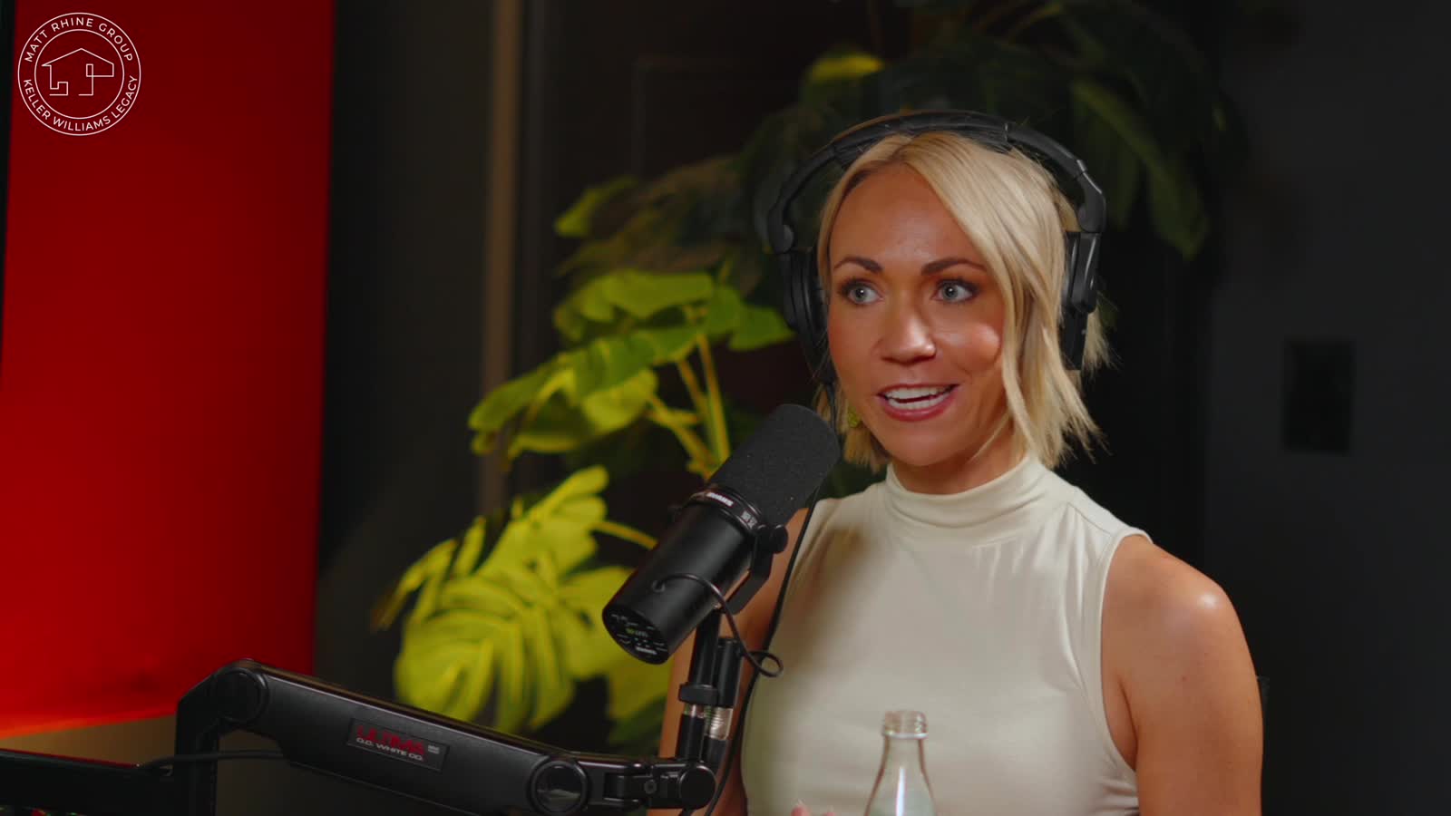 Emily Johnson discussing motherhood and late meetings in her filmed interview