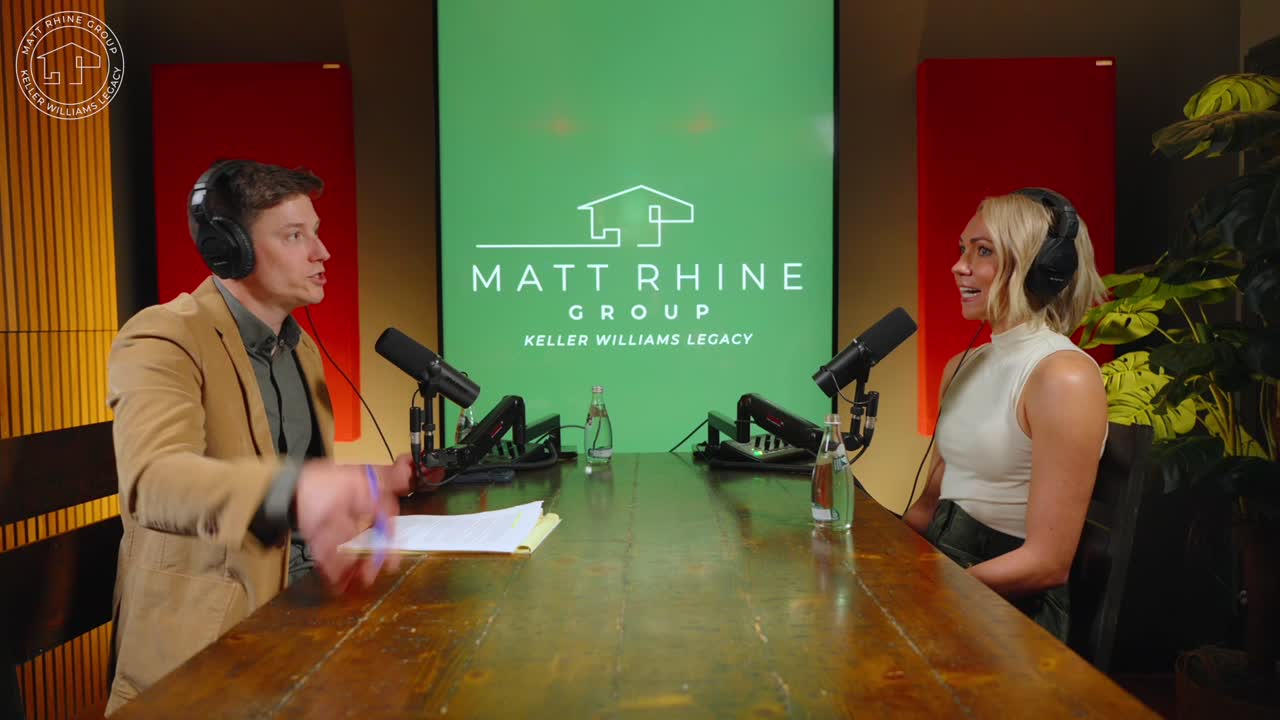 Matt Rhine on the left interviewing Emily Johnson on the right in the real studio recording