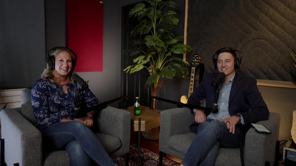Megan Winkler and Matt Rhine together in their filmed studio interview