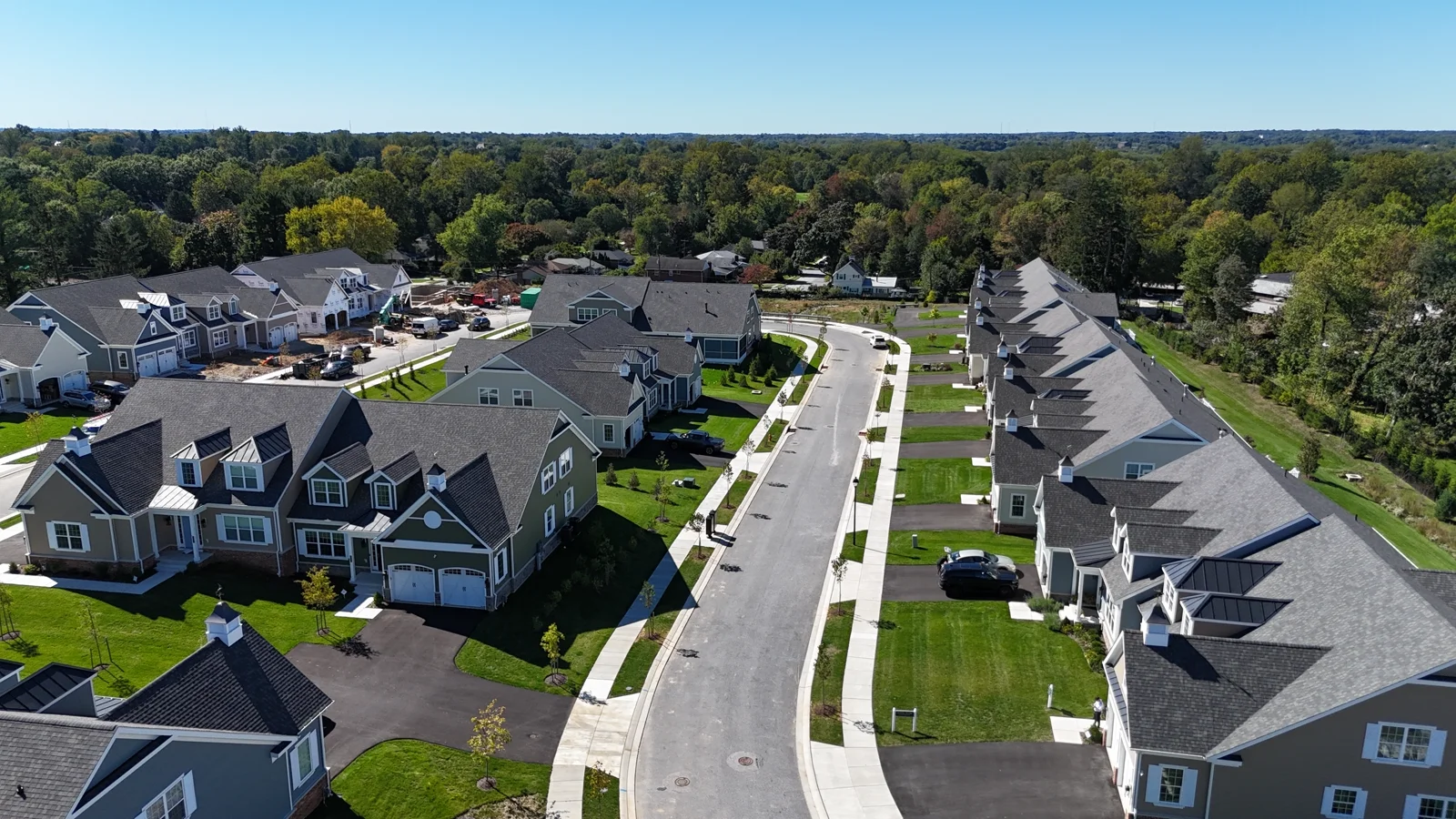 Another aerial perspective of carriage homes along Villabrook Way